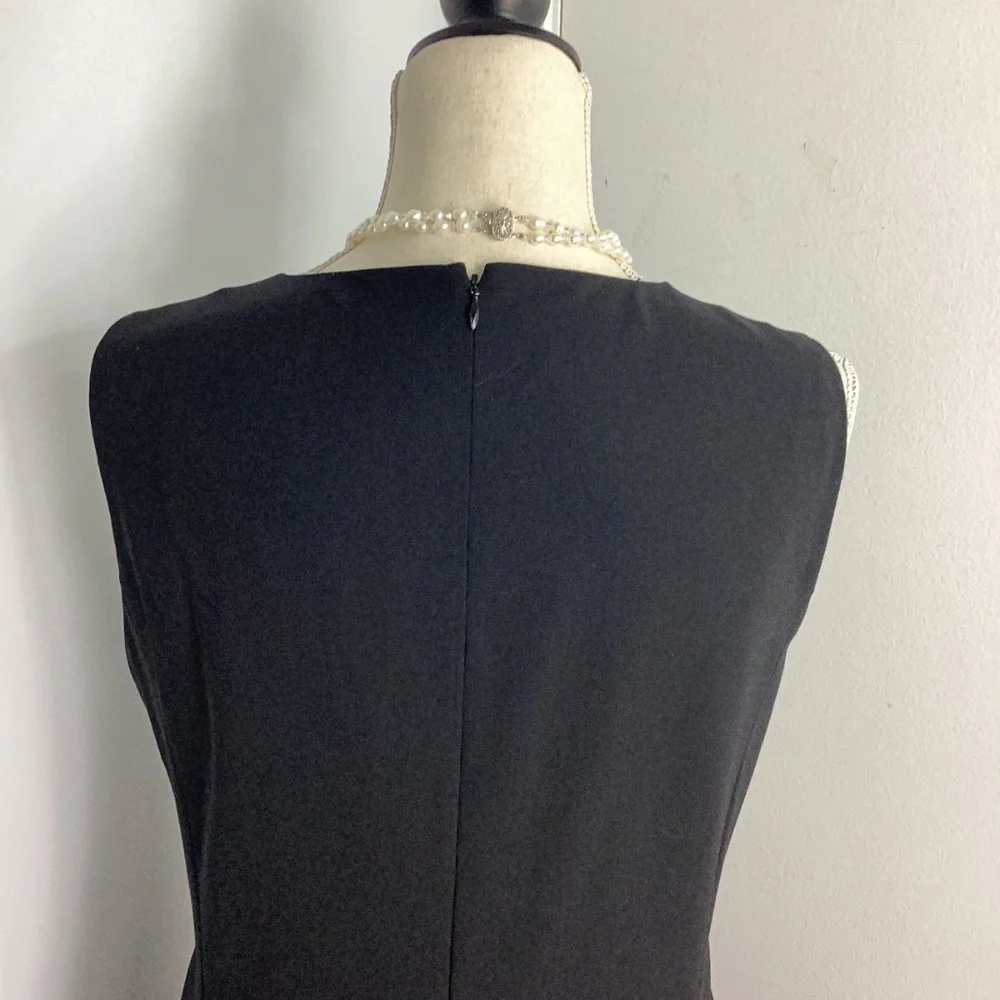 LAFAETTE 148 WOMAN SZ 10 BLACK SHEATH SHORT DRESS SLEEVELESS LINED CAREER FORMAL - Picture 5 of 14